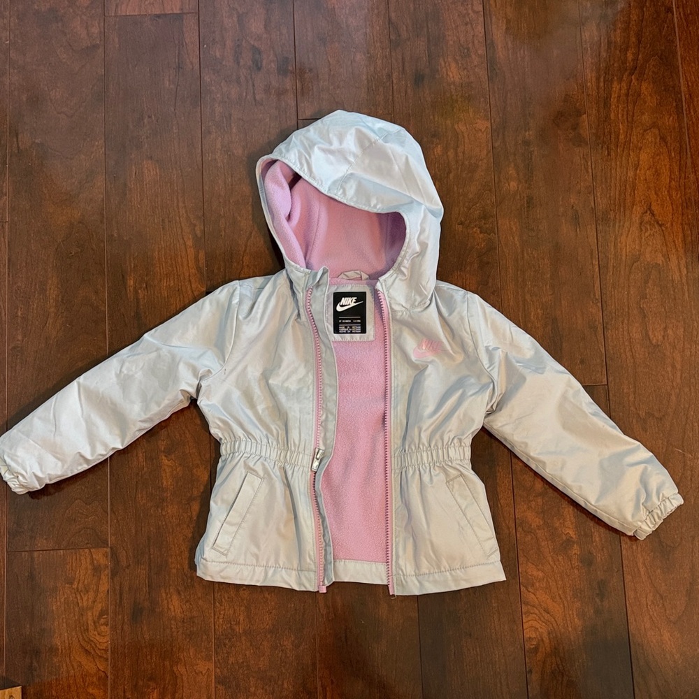 Nike Toddler Silver Jacket with Pink Interior